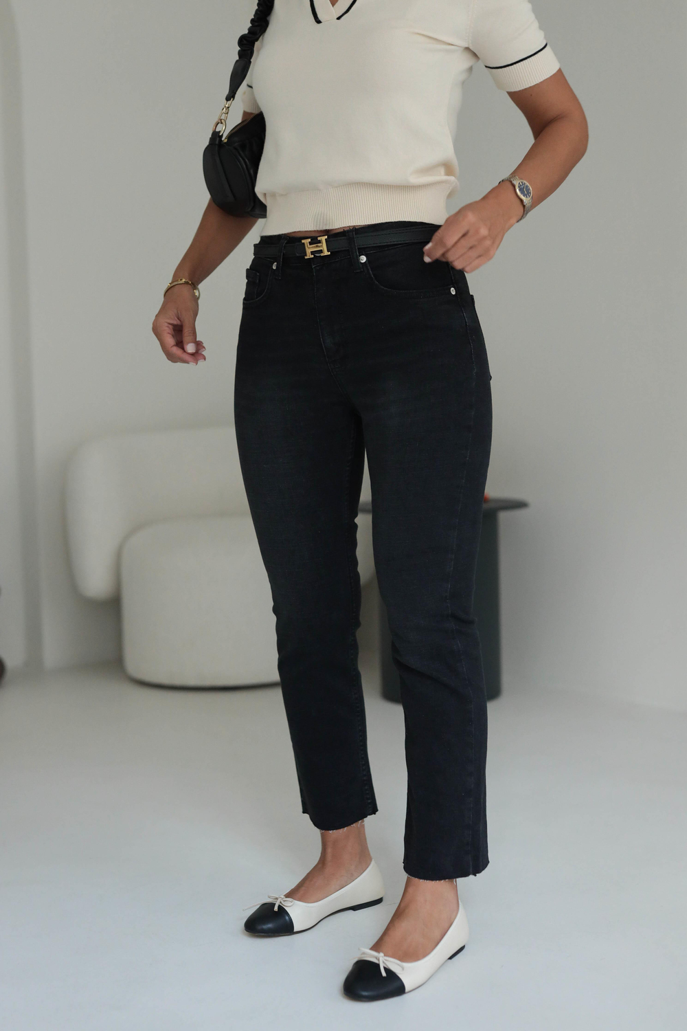 ZA Lazer Kesikli Boyfit Jean SİYAH