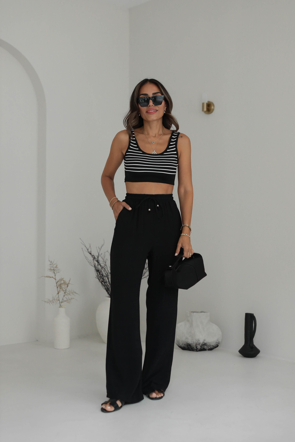 1339 Bel Lastikli Bol Kalıp Pantolon