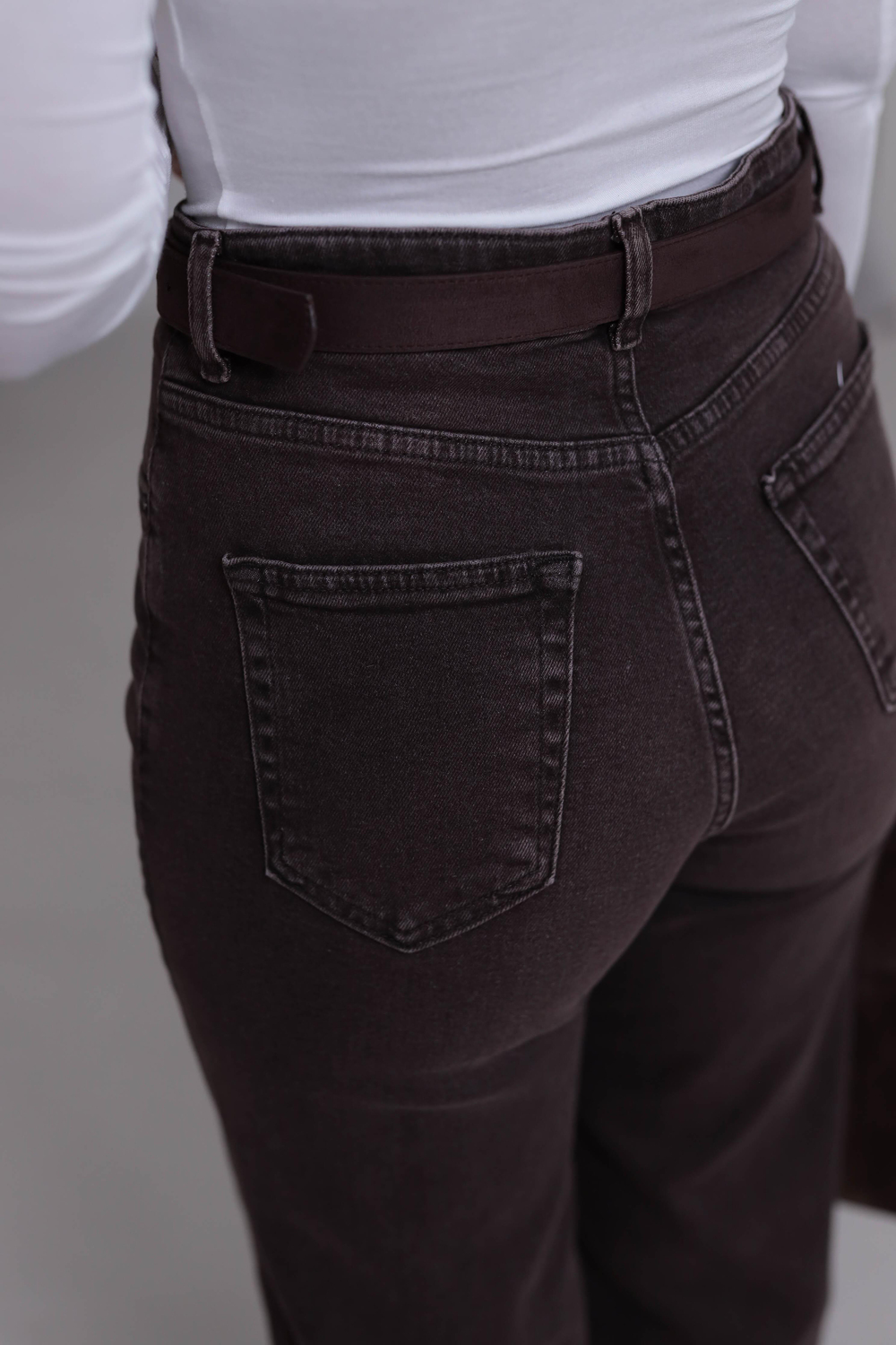 1071 Yüksek Bel Dökümlü Palazzo Jean ACI KAHVE