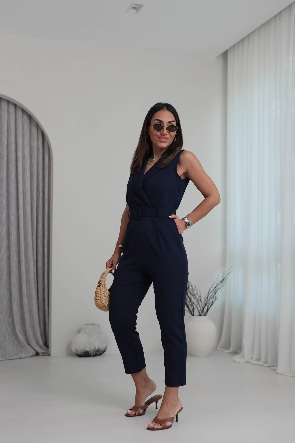 062 Kolsuz Kruvaze Kemerli Tulum LACİVERT