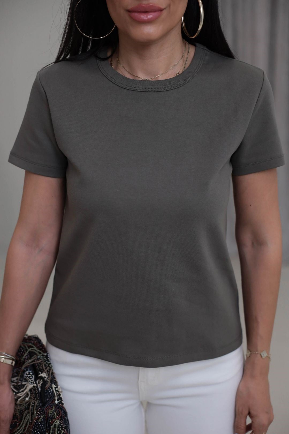 2779 Bisiklet Yaka Basic Tshirt HAKİ YEŞİL