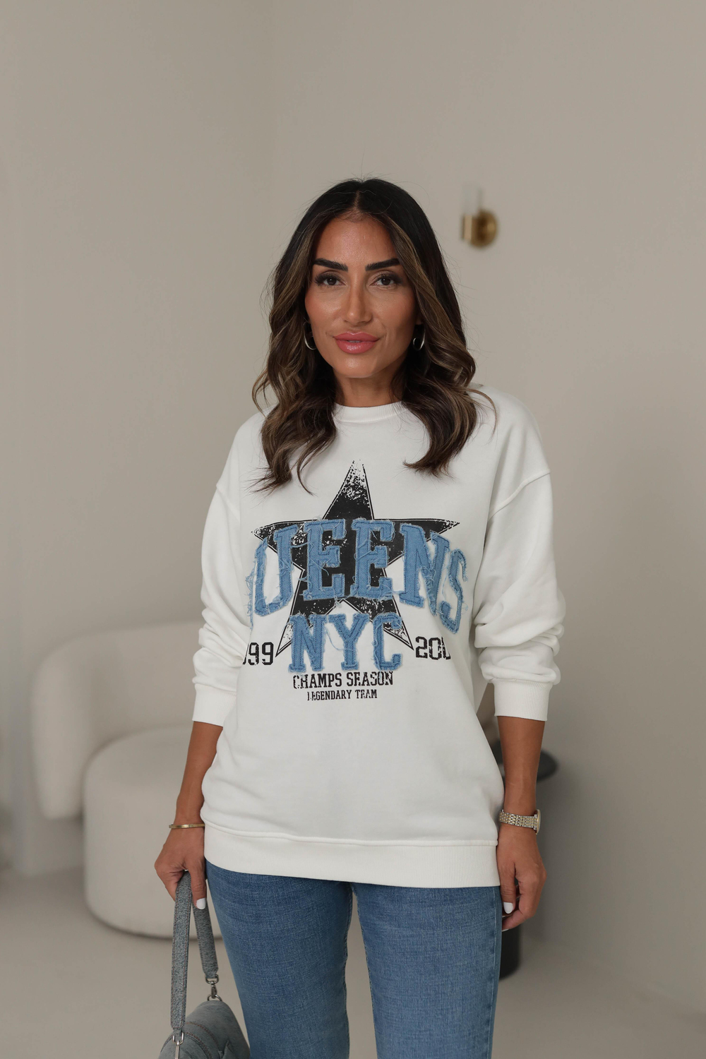 5545 Queens Yazılı İşlemeli Sweatshirt