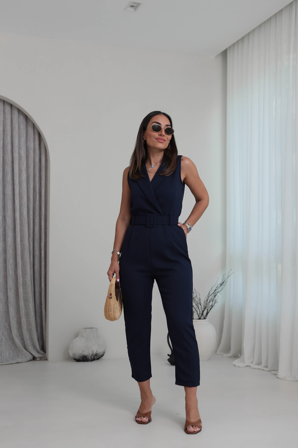 062 Kolsuz Kruvaze Kemerli Tulum LACİVERT