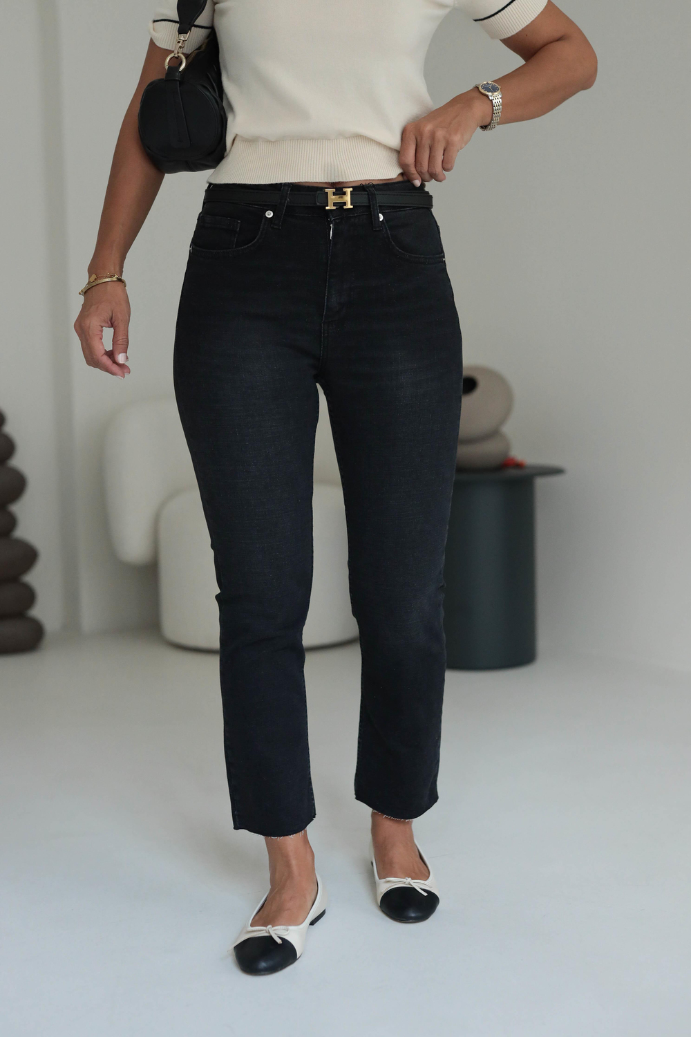 ZA Lazer Kesikli Boyfit Jean SİYAH