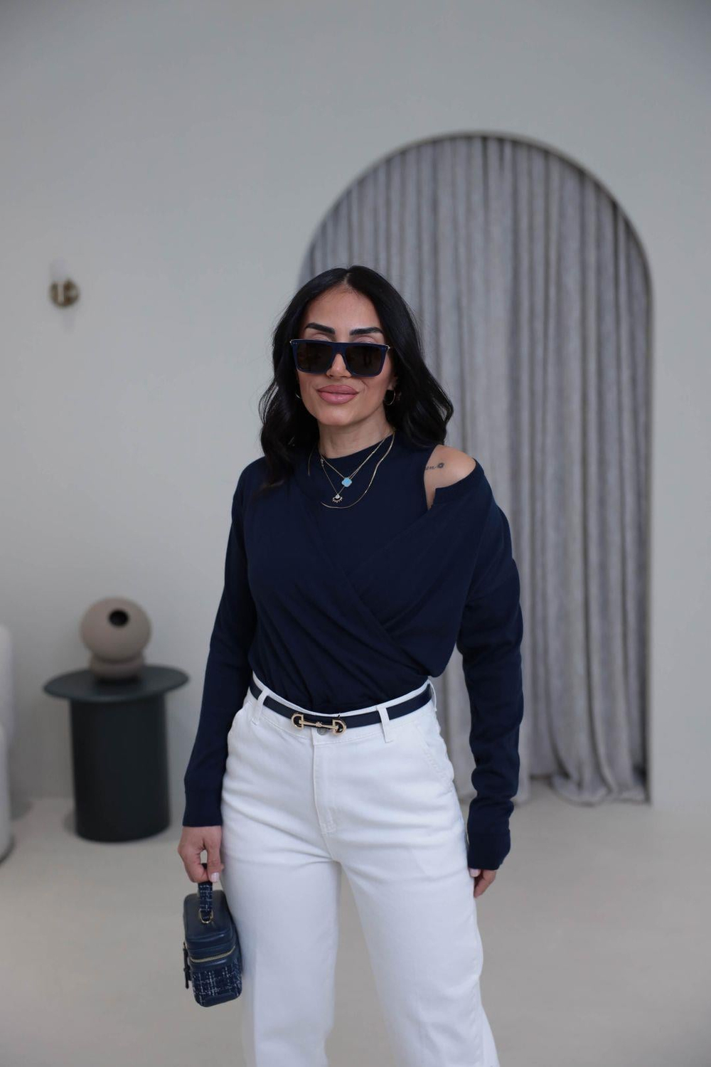 0163 Kruvaze Korsman İkili Takım Triko LACİVERT