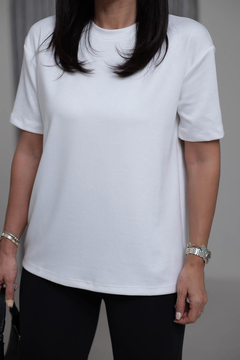 T906 Bisiklet Yaka Oversize Modal Tshirt EKRU