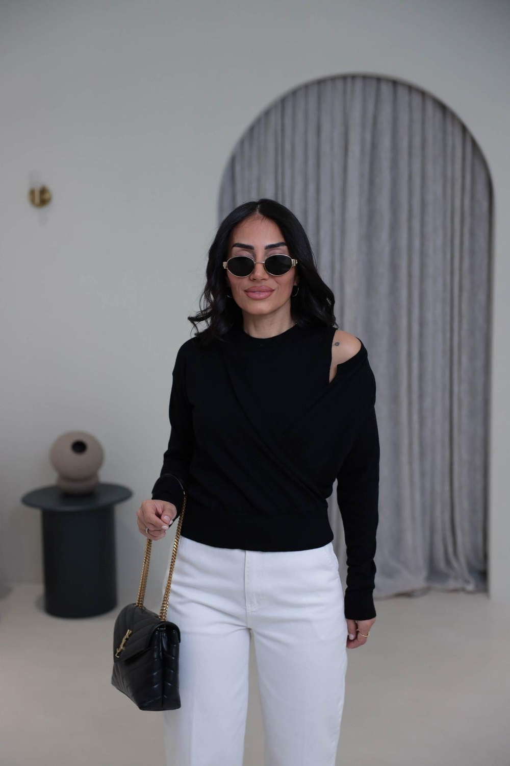 0163 Kruvaze Korsman İkili Takım Triko SİYAH