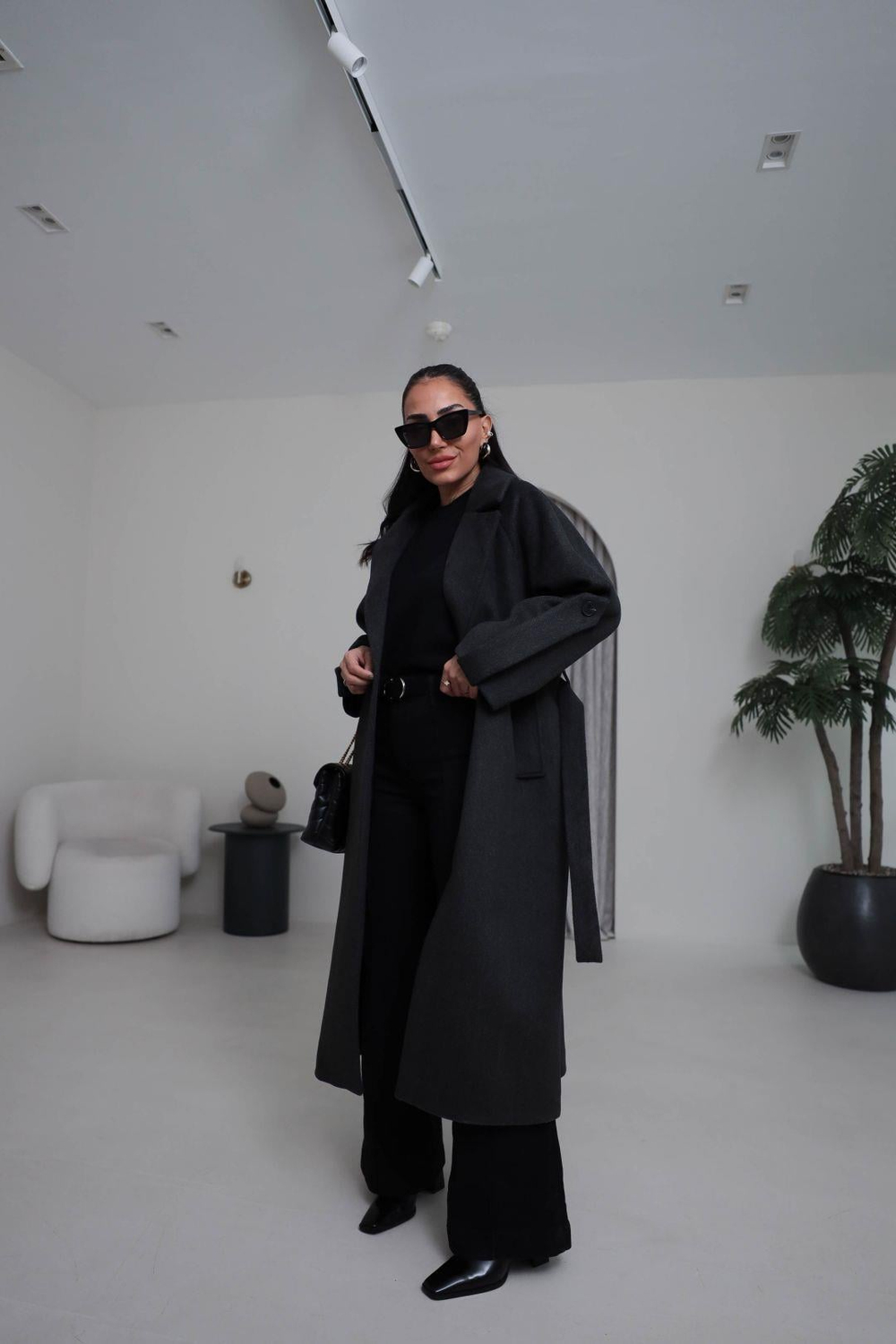 7008 Kuşaklı Balıksırtı Premium Kaban ANTRASİT