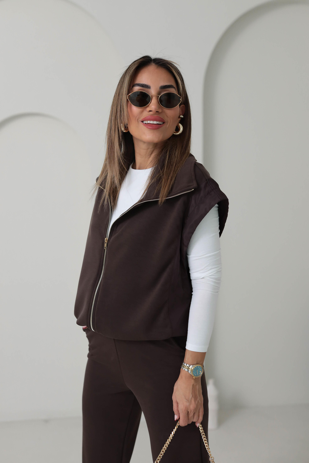 Ntwork Modal Yelekli Takım KAHVE