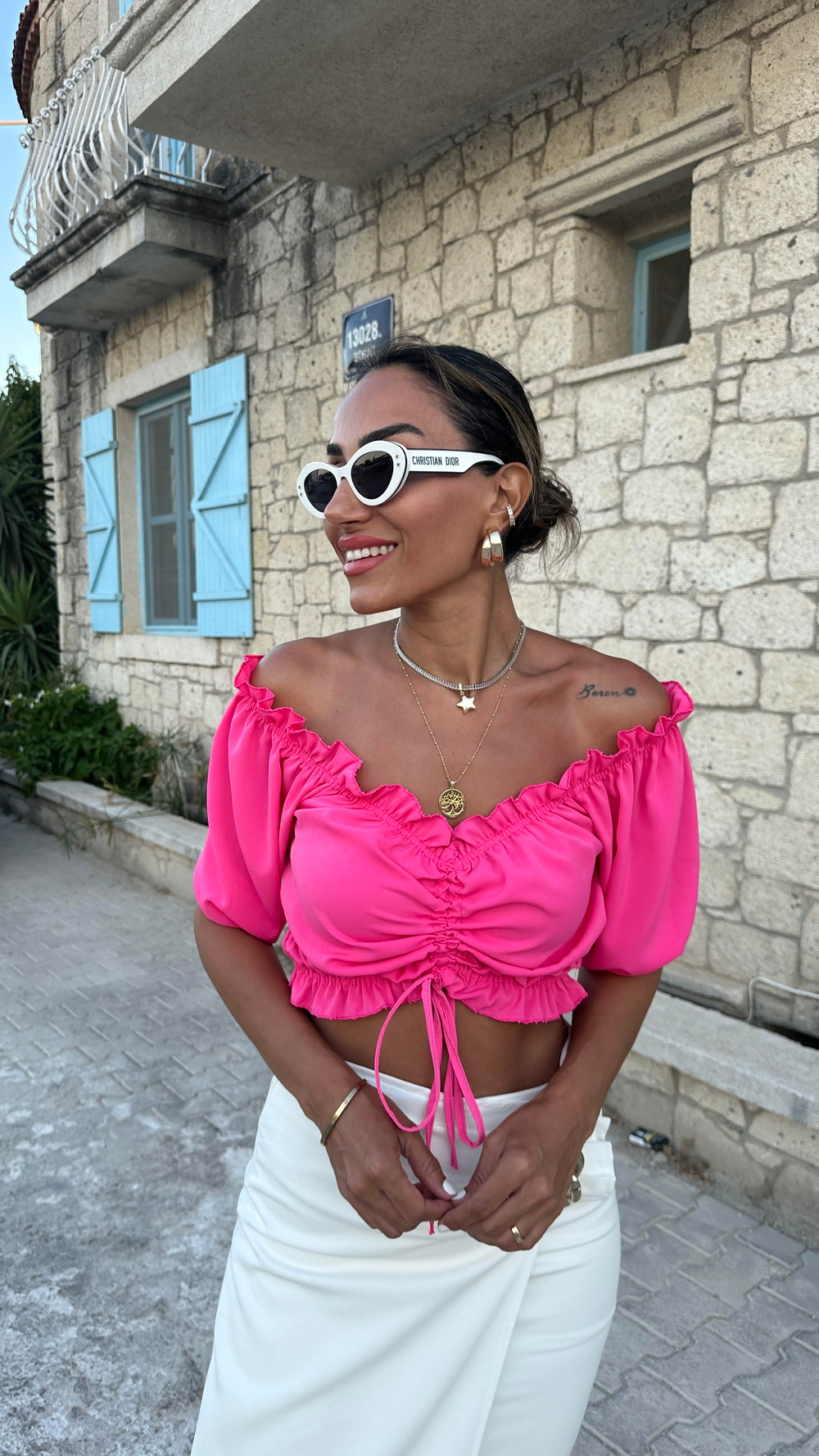 4580 Jessica Kumaş Önü Büzgülü Bluz