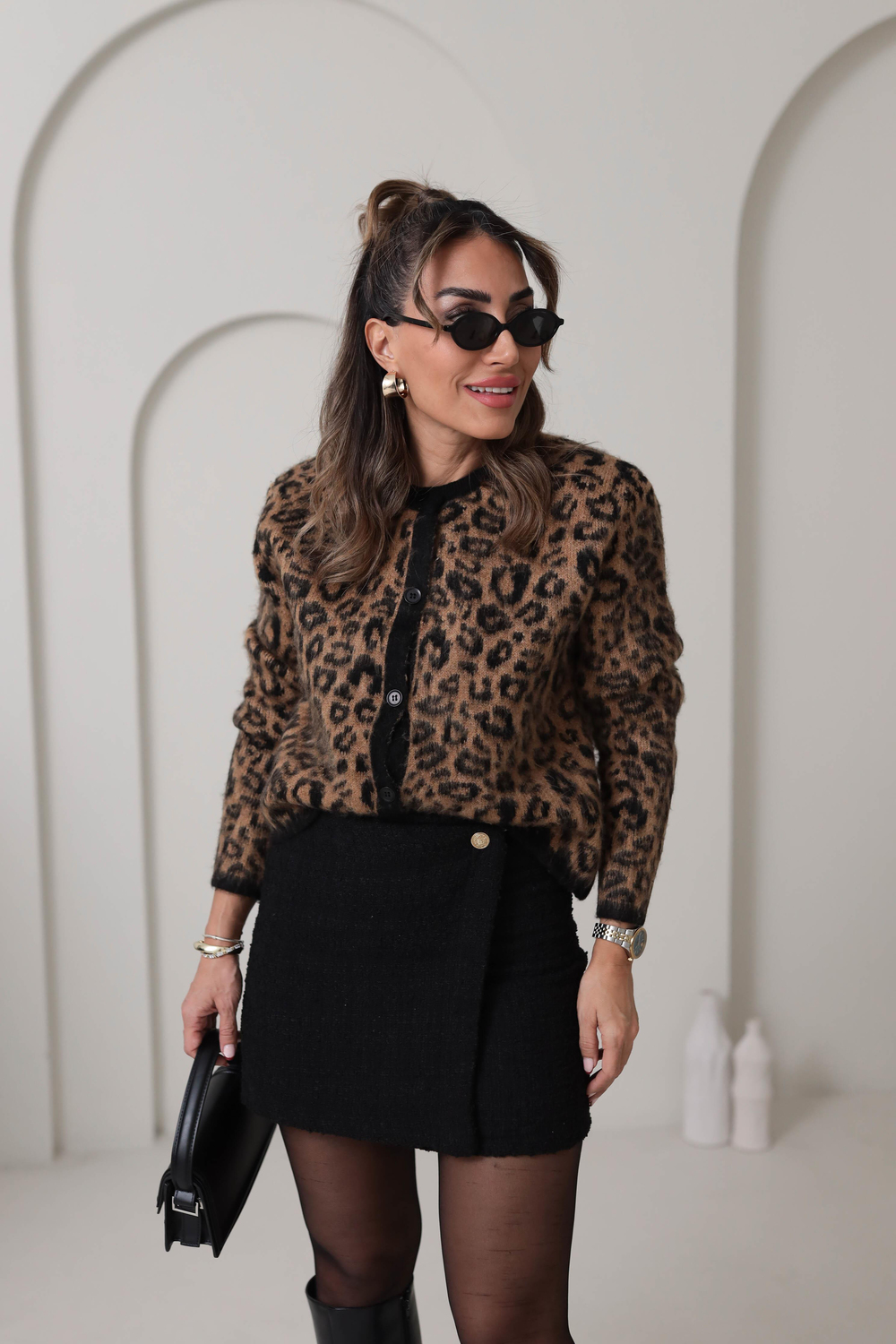 0108 Leopar Desen Şardonlu Massi Hırka Ceket LEOPAR