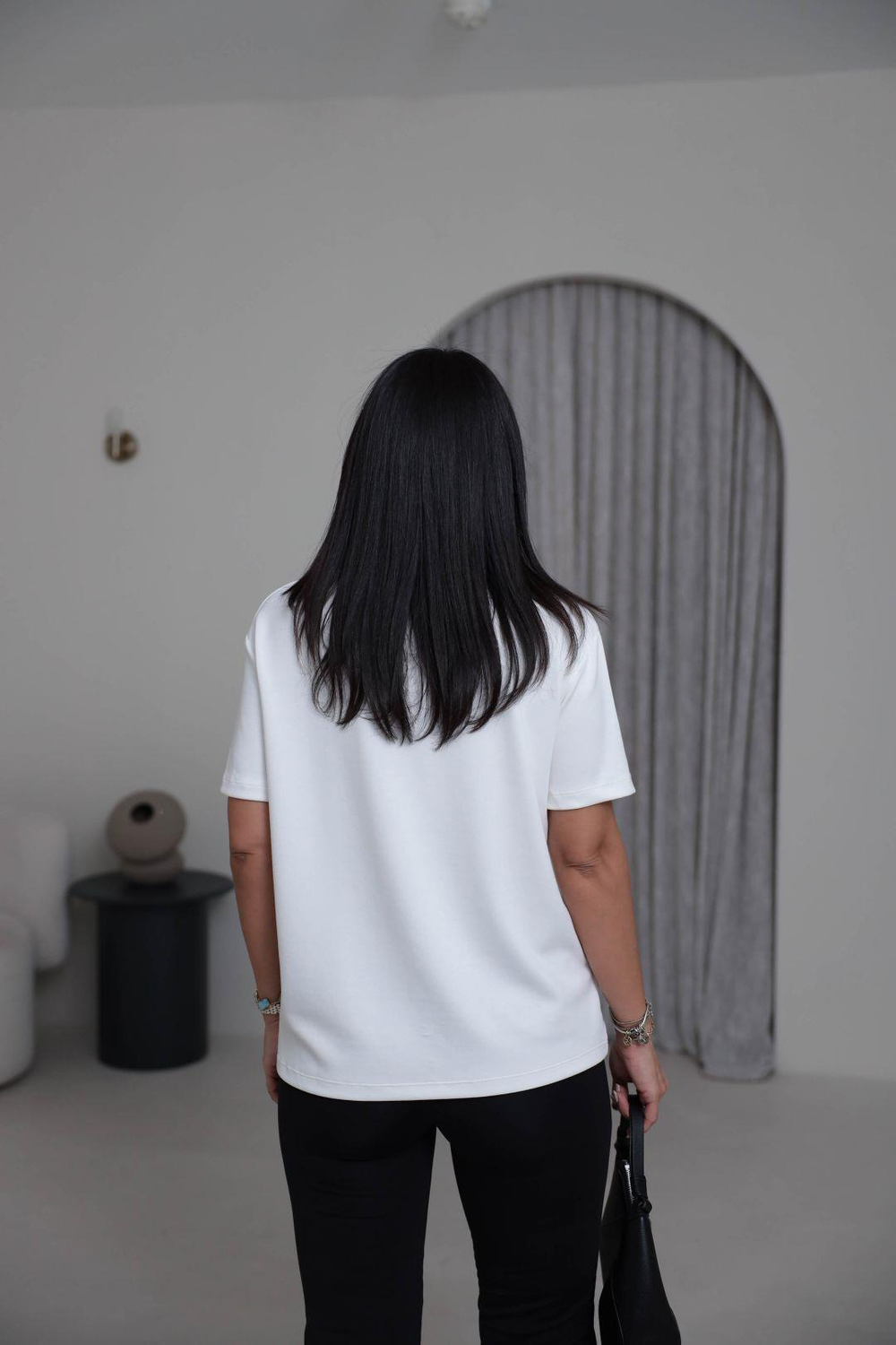 T906 Bisiklet Yaka Oversize Modal Tshirt EKRU