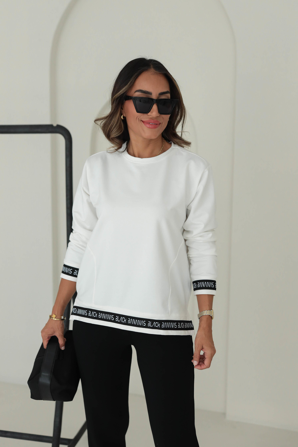 8982 Altı Yazı Şeritli Sweatshirt