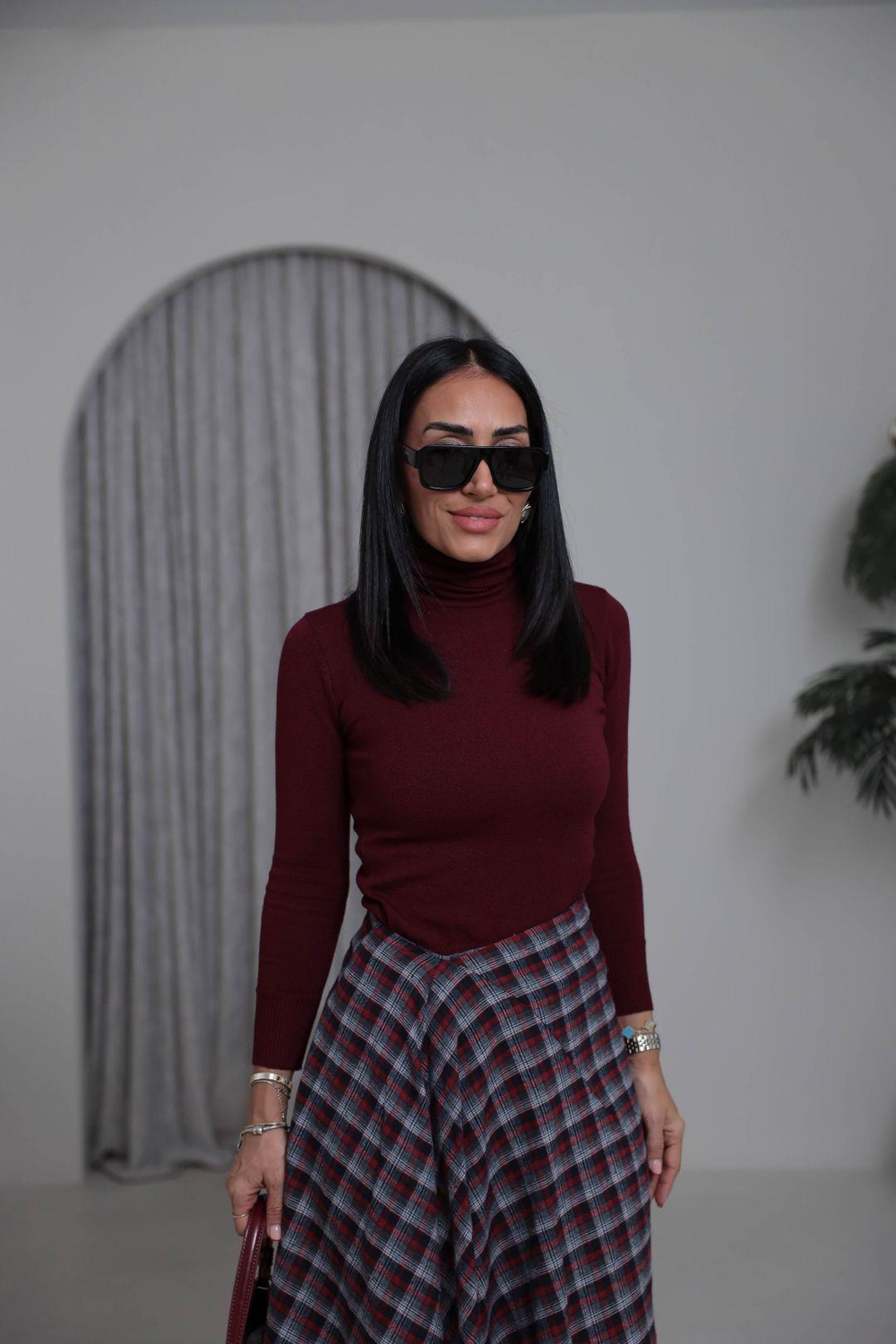 013 Balıkçı Yaka Triko Kazak BORDO