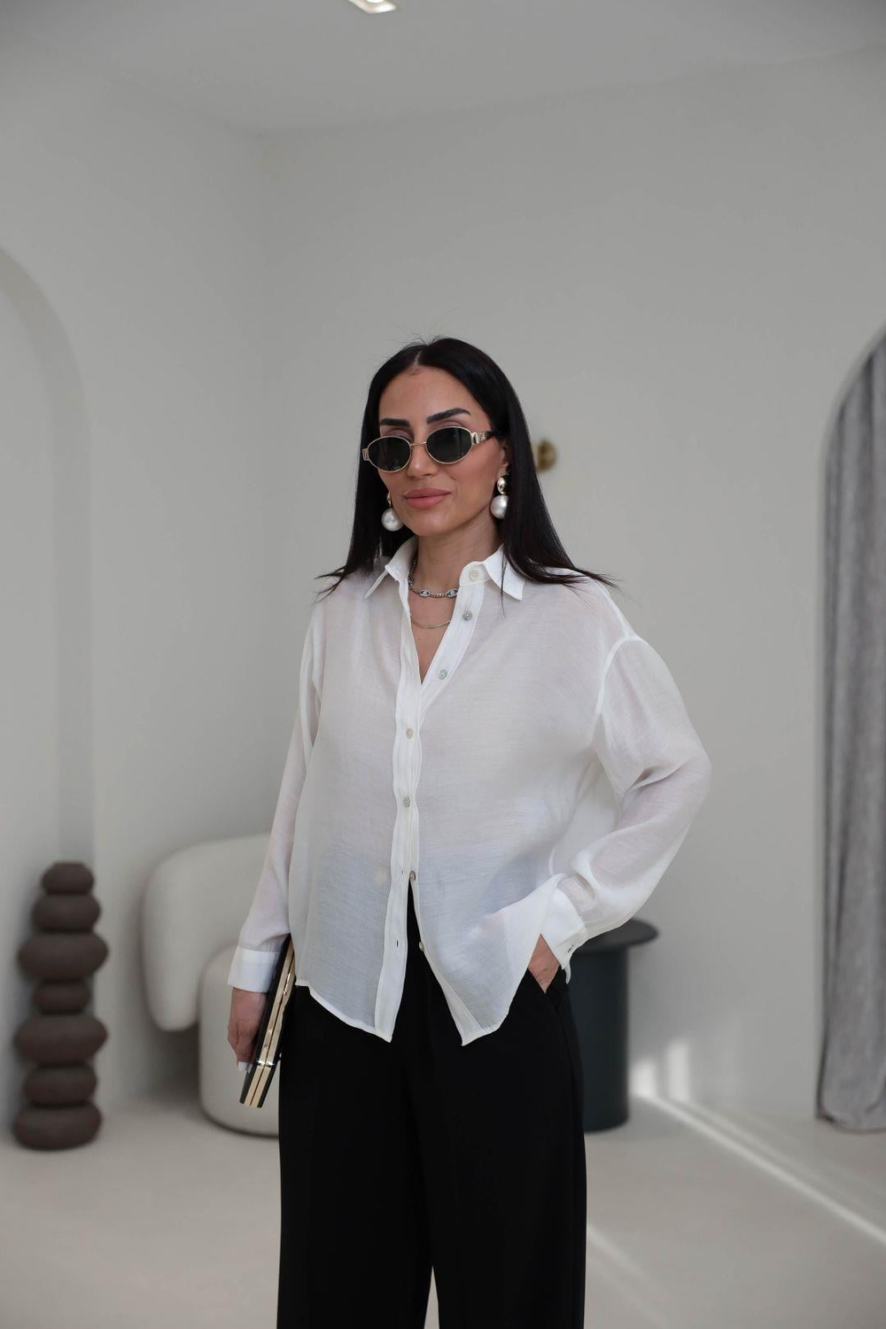 7393 Transparan Gömlek EKRU