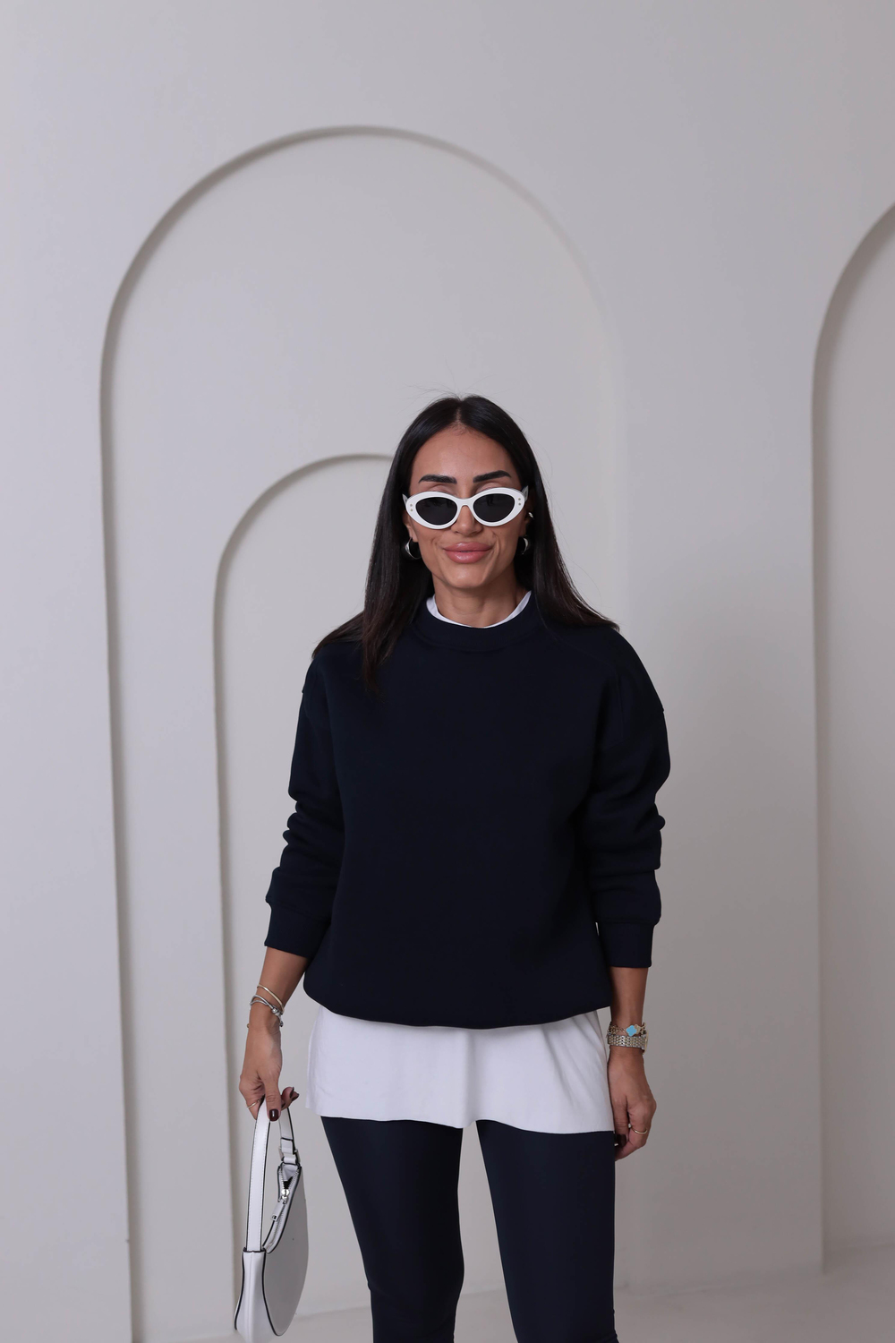 7912 Bisiklet Yaka Şardonlu Sweatshirt LACİVERT