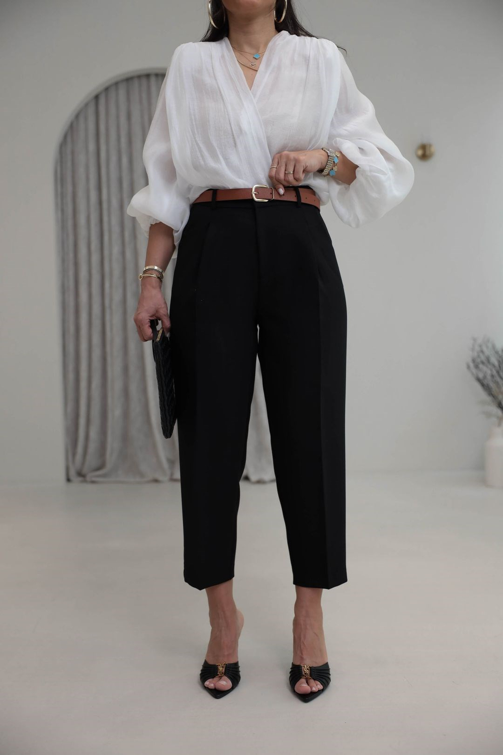 6394 Kemerli Double Havuç Pantolon SİYAH