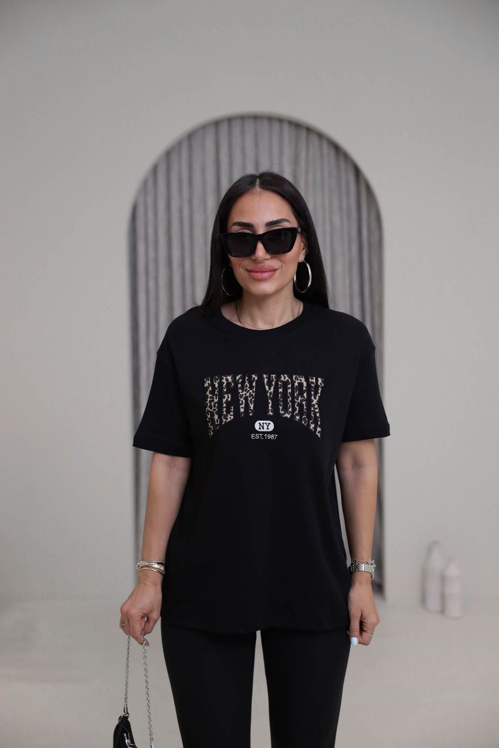 1515 Bisiklet Yaka Newyork Oversize Tshirt SİYAH