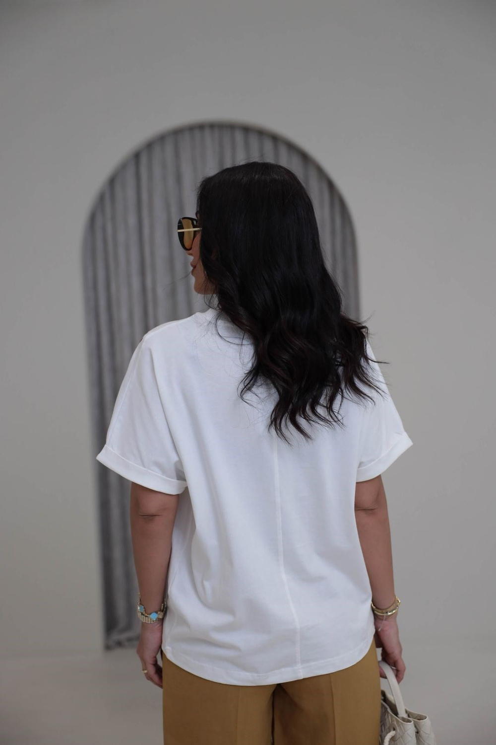 5166 Etnik Nakış İşlemeli Premium Tshirt EKRU