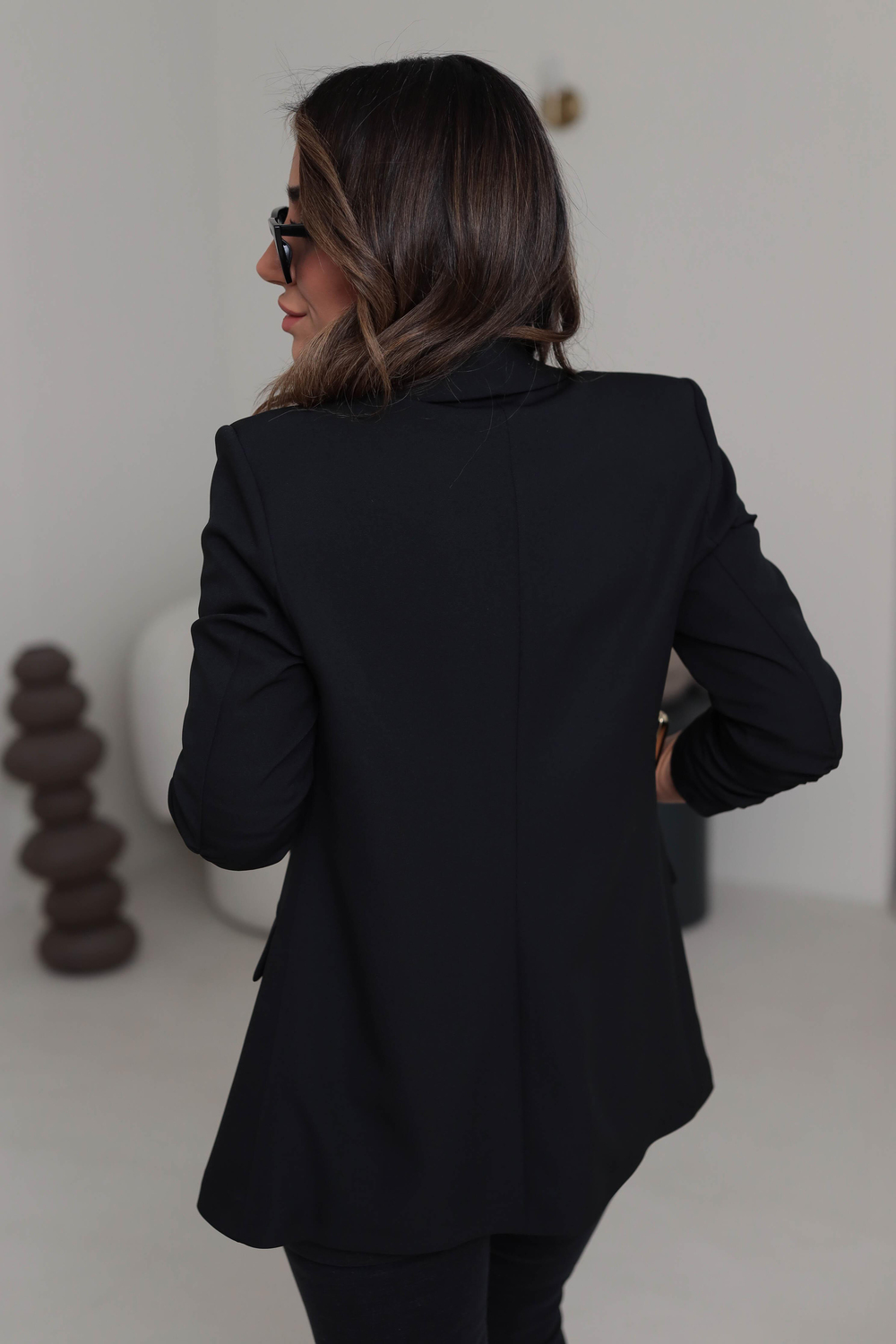 3101K Kol Büzgülü Blazer Ceket SİYAH