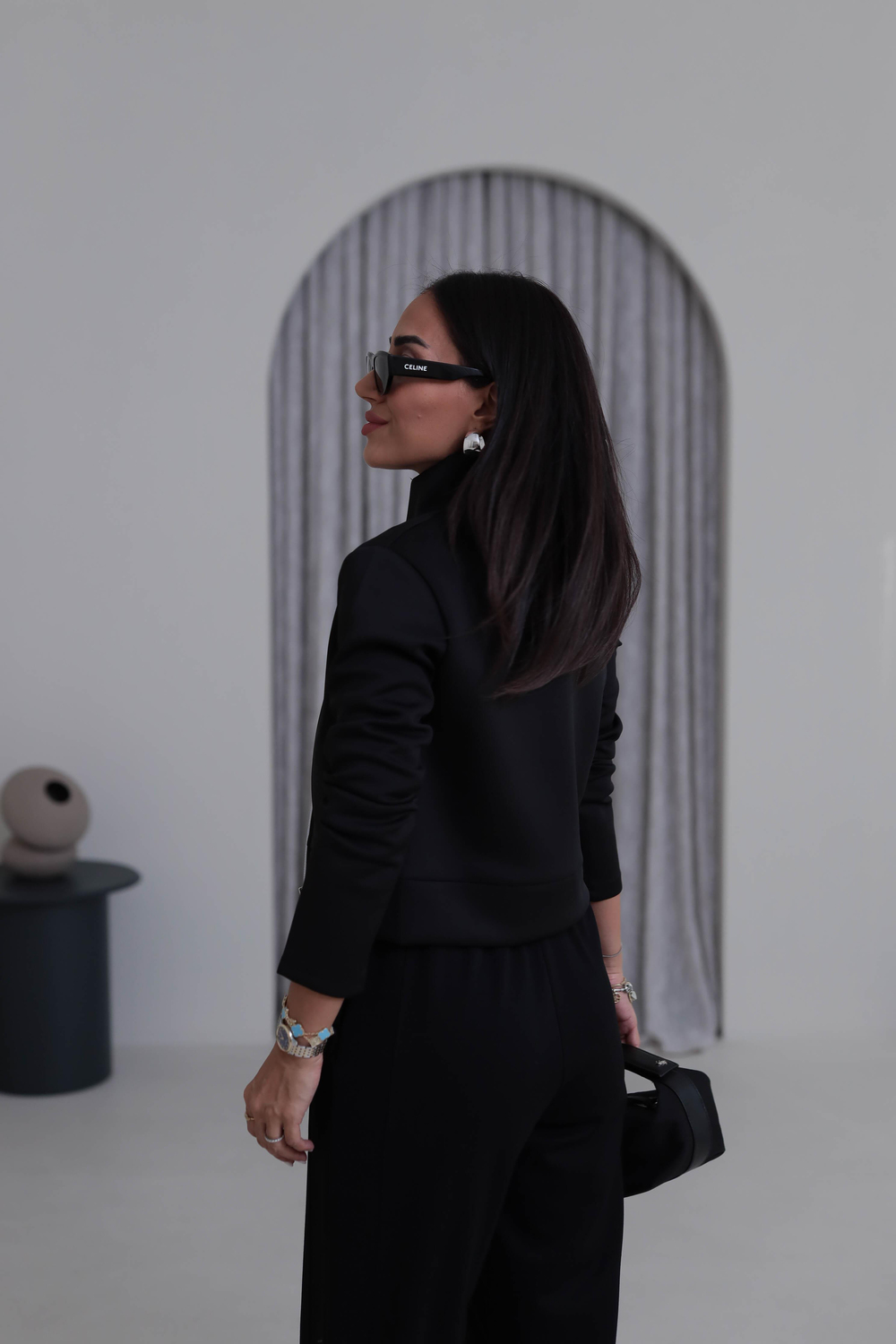 7013K Fermuarlı Scuba Kısa Ceket SİYAH