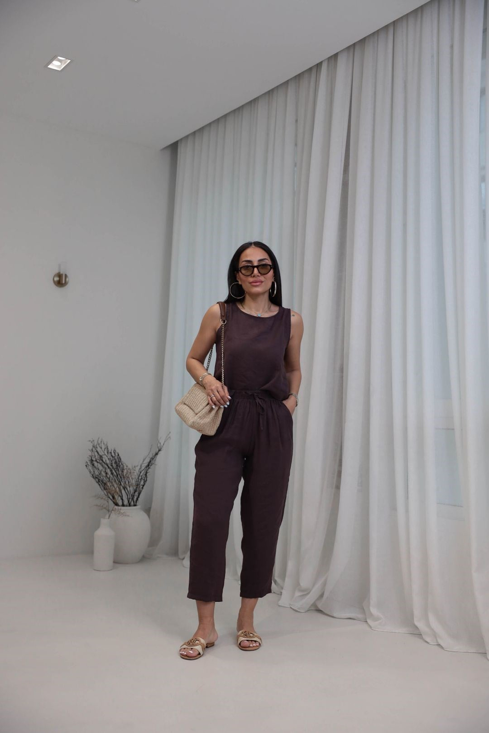 3089 Tencel Kumaş Kolsuz Takım MÜRDÜM