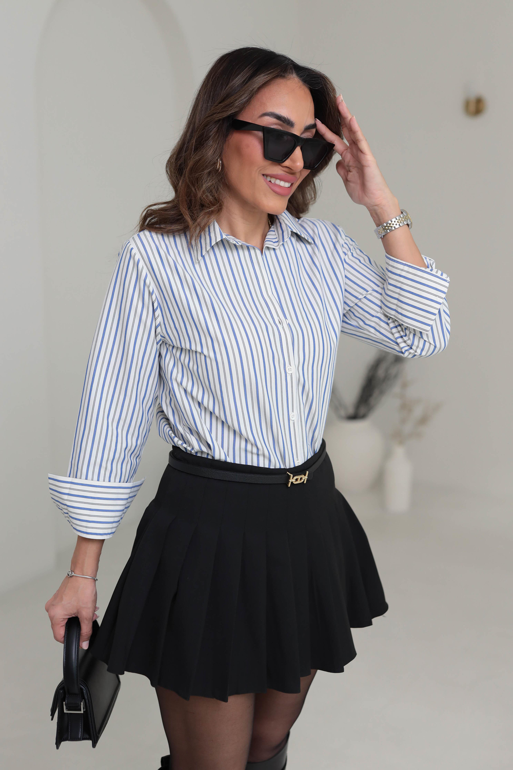 6589 Çizgili Gömlek MAVİ