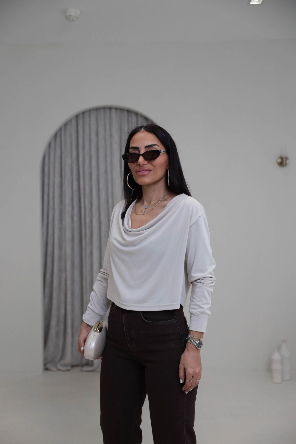 2424 Degaje Yaka Modal Bluz KREM