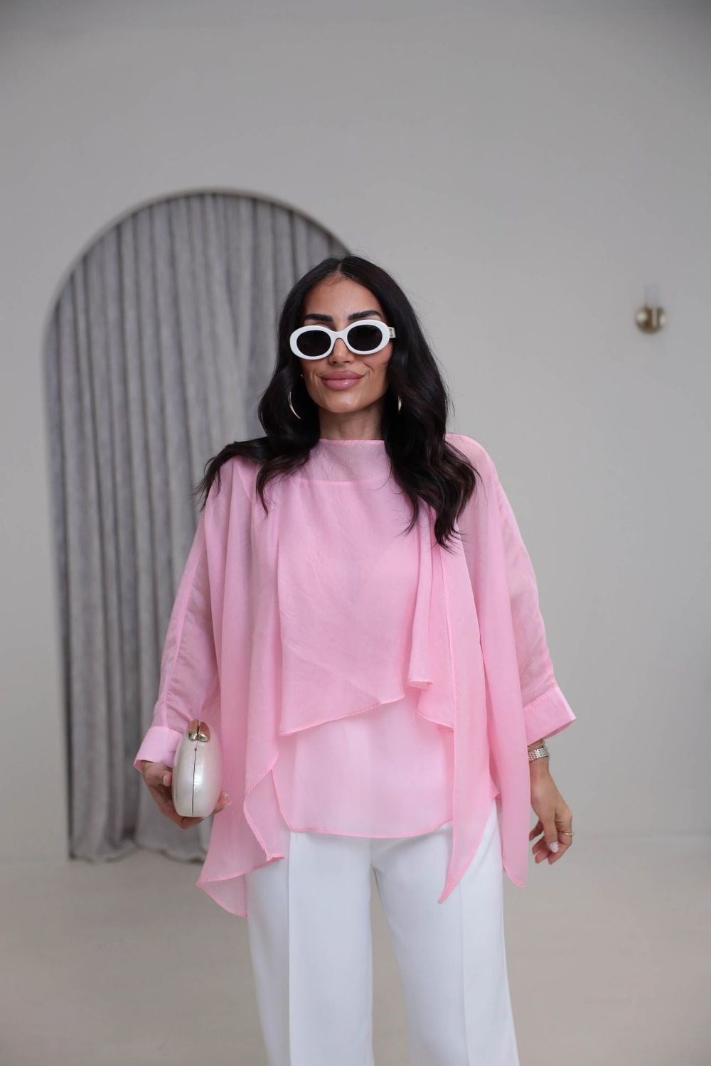 5026 Uçuşan Pelerin Bluz PEMBE