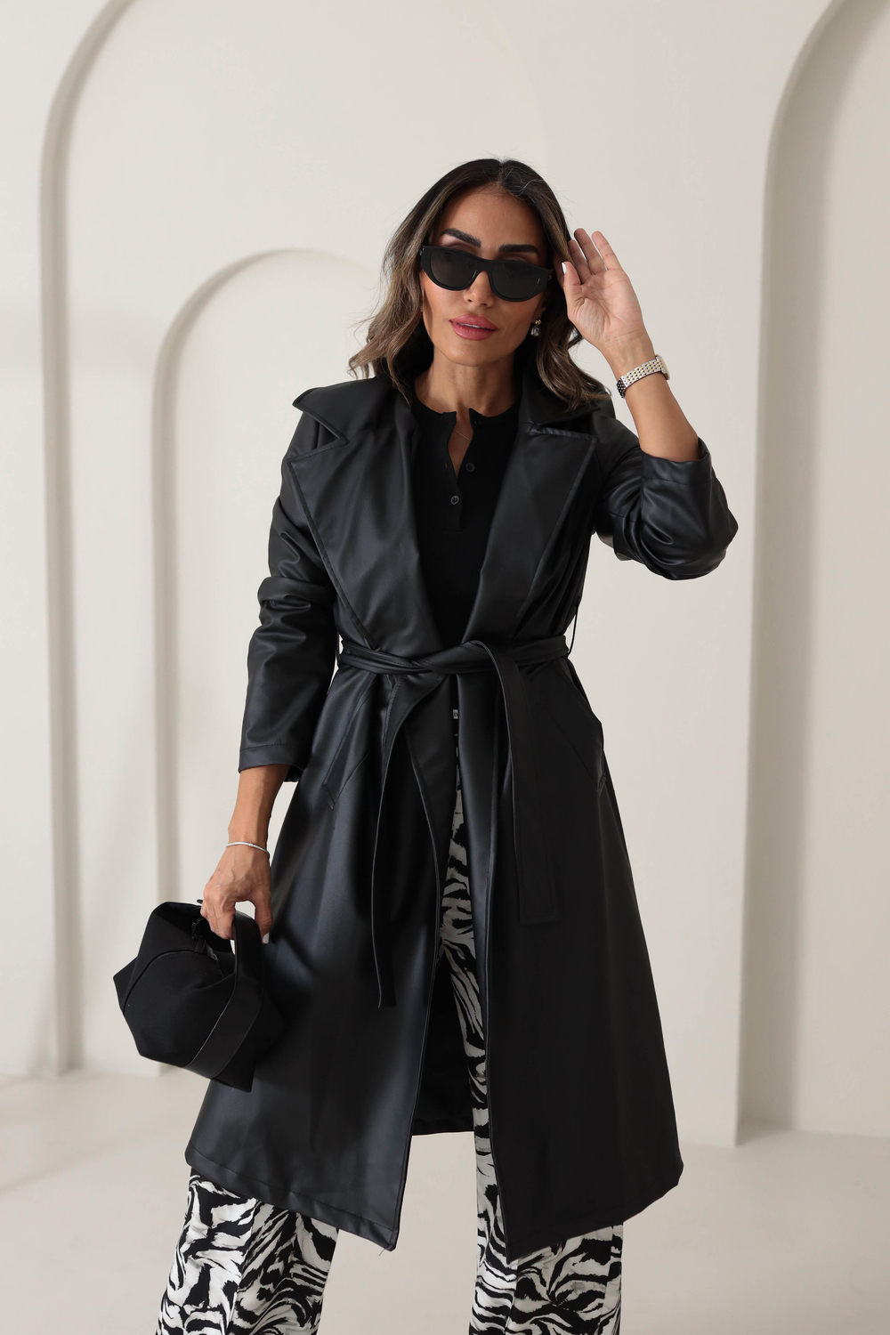 3008 Suni Deri Trenchcoat