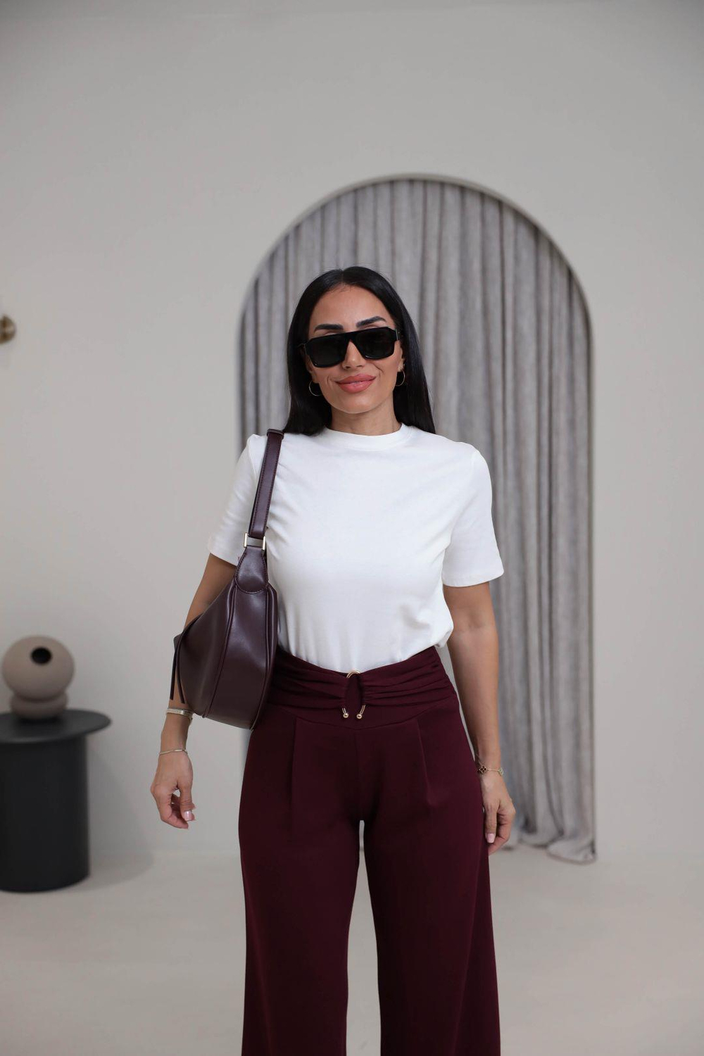 1075 Bisiklet Yaka Pamuklu Basic Tshirt EKRU