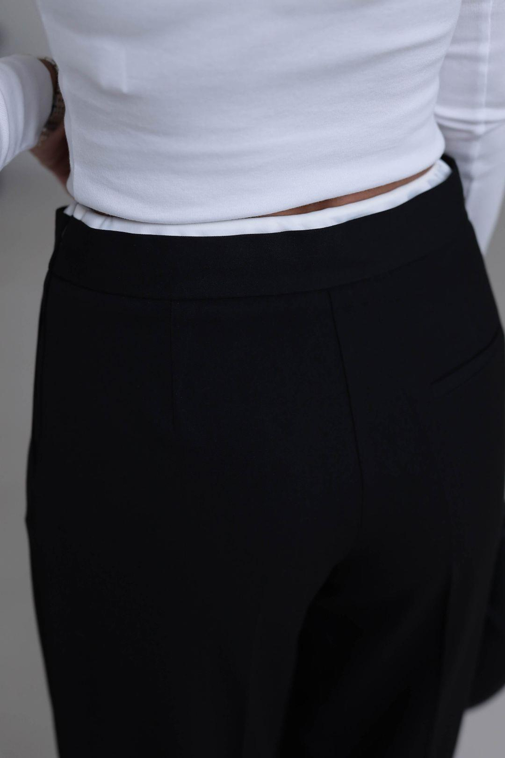 5179 Bel Detaylı Bağcıklı Kumaş Pantolon SİYAH