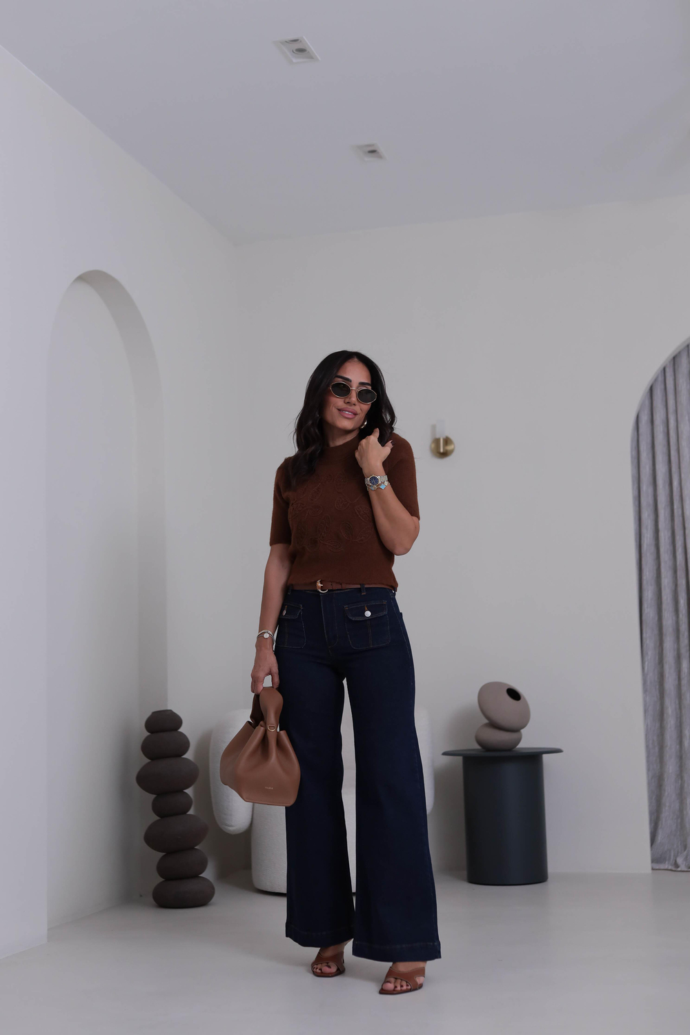 5754 Cep Kapaklı Bol Paça Likralı Jean LACİVERT