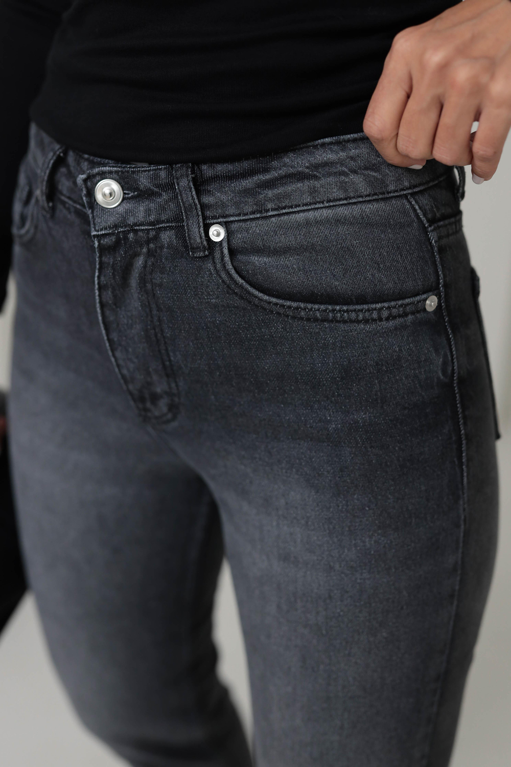 ZA Lazer Kesikli Boyfit Jean ANTRASİT