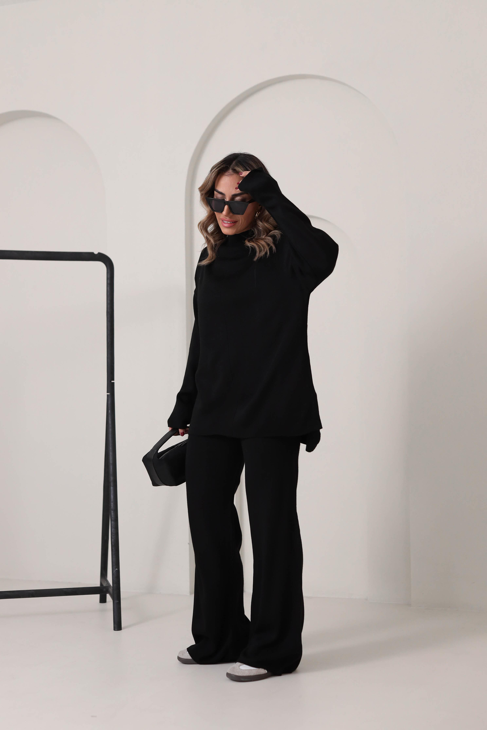 0001 Yarım Balıkçı Pantolonlu Triko Takım SİYAH