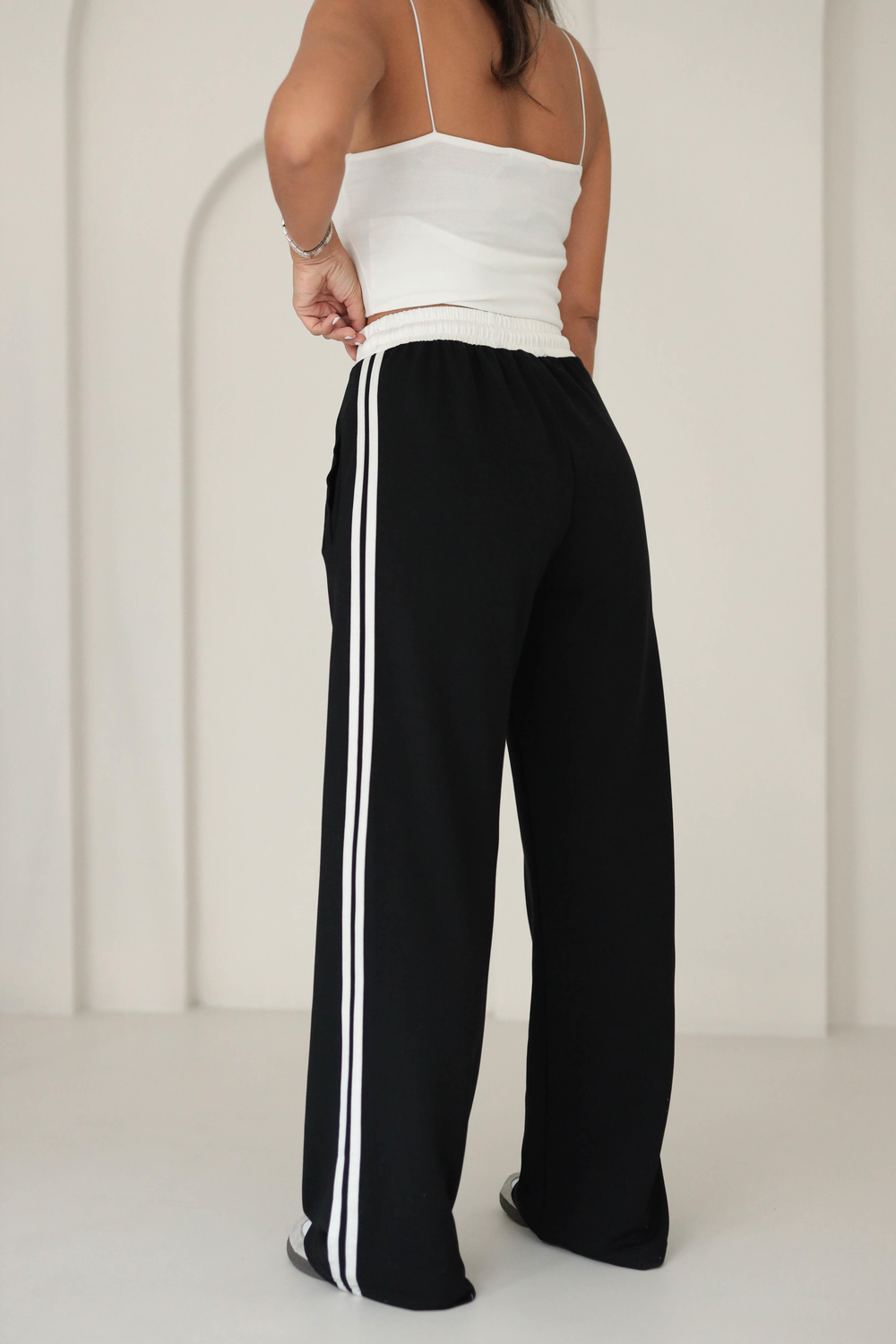 Yanları Şeritli Modal Pantolon SİYAH