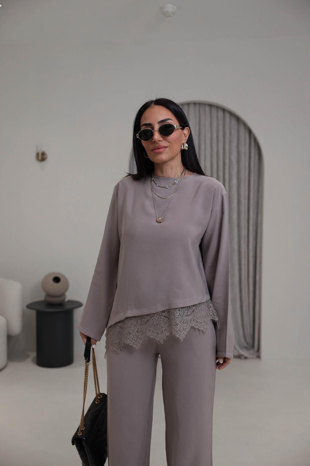7308 Dantelli Tencel Modal Takım TAŞ