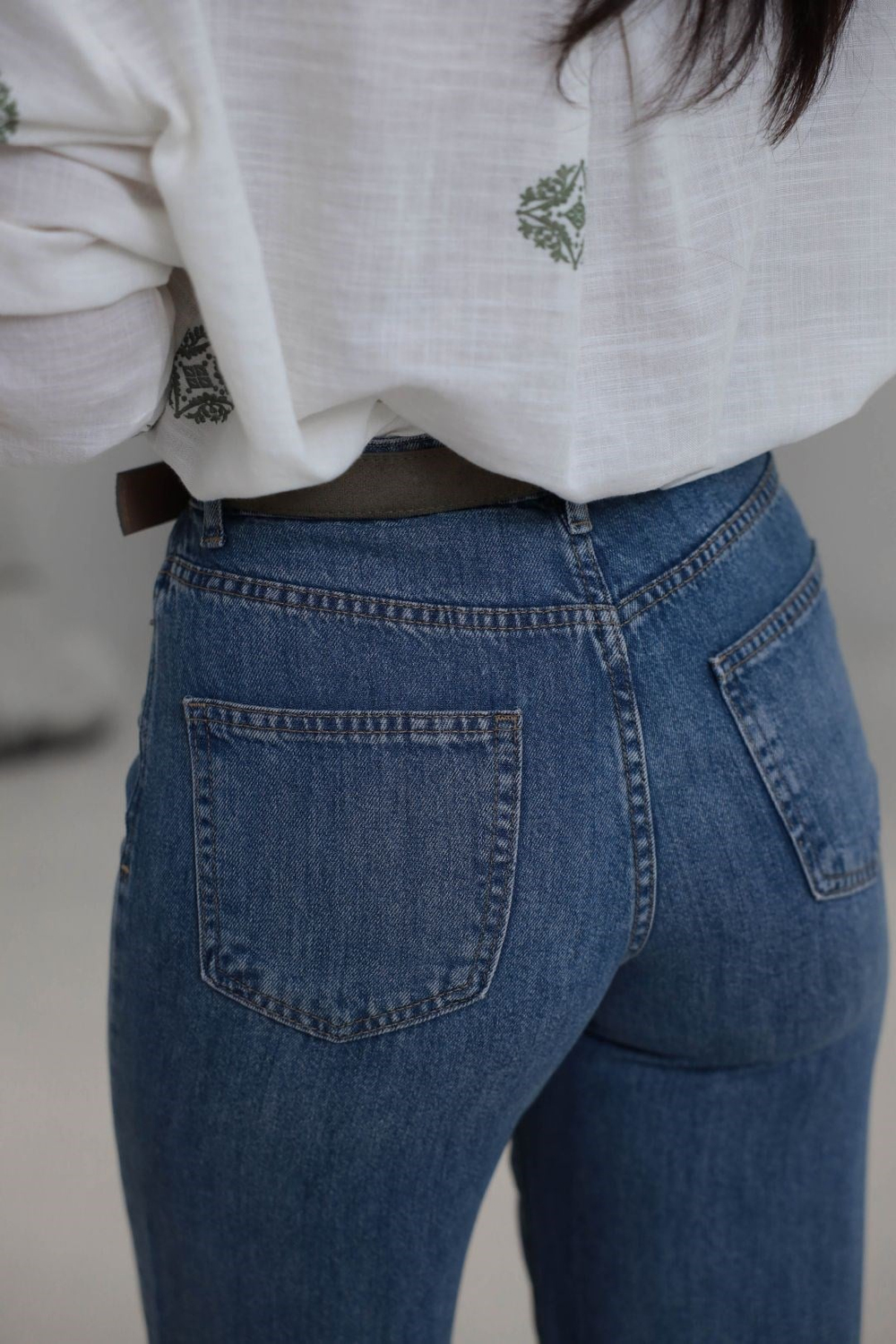 1026 Tencel Denim Süet Kemerli Kumaş Pantolon LACİVERT