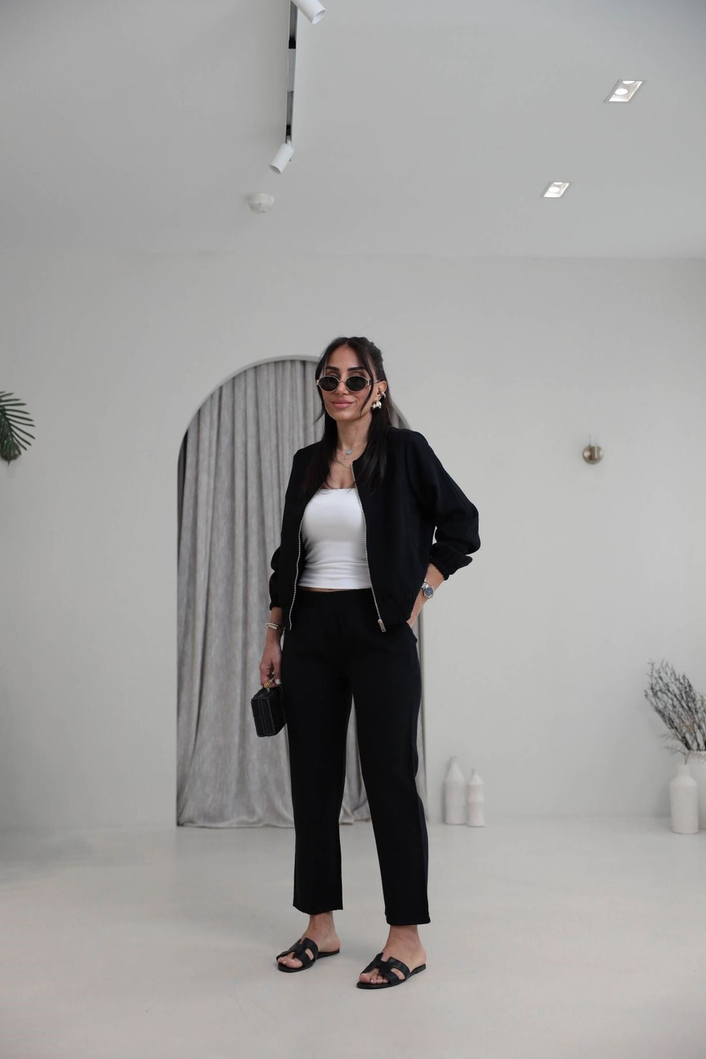 7132 Fermuarlı Tok Tencel Ceket Pantolon Takım SİYAH