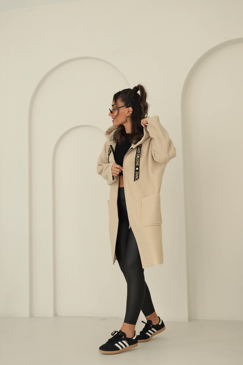 6617 Arma Gold Detaylı Buklet Kaban BEJ