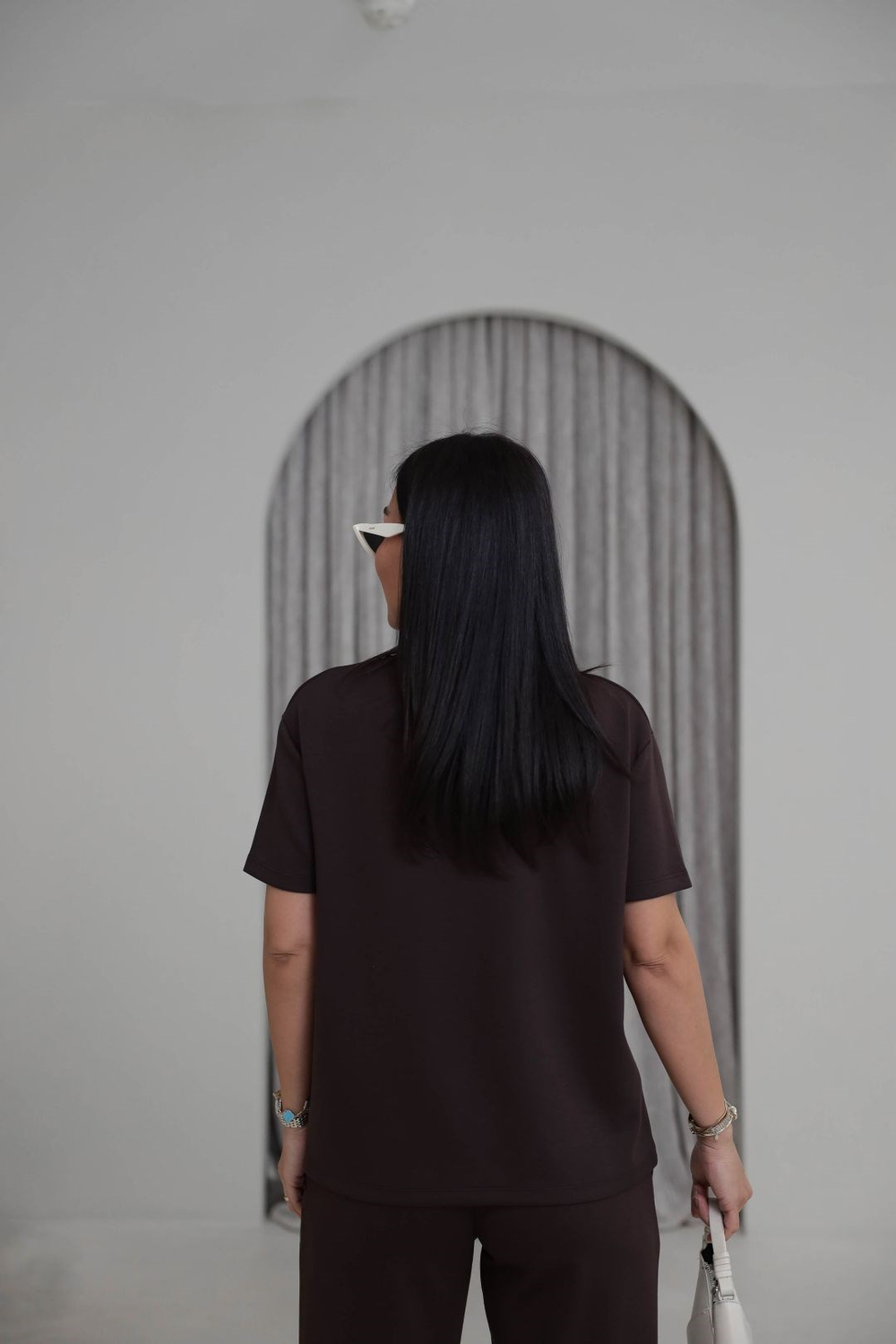 T927 V Yaka Modal Kumaş Tshirt ACI KAHVE