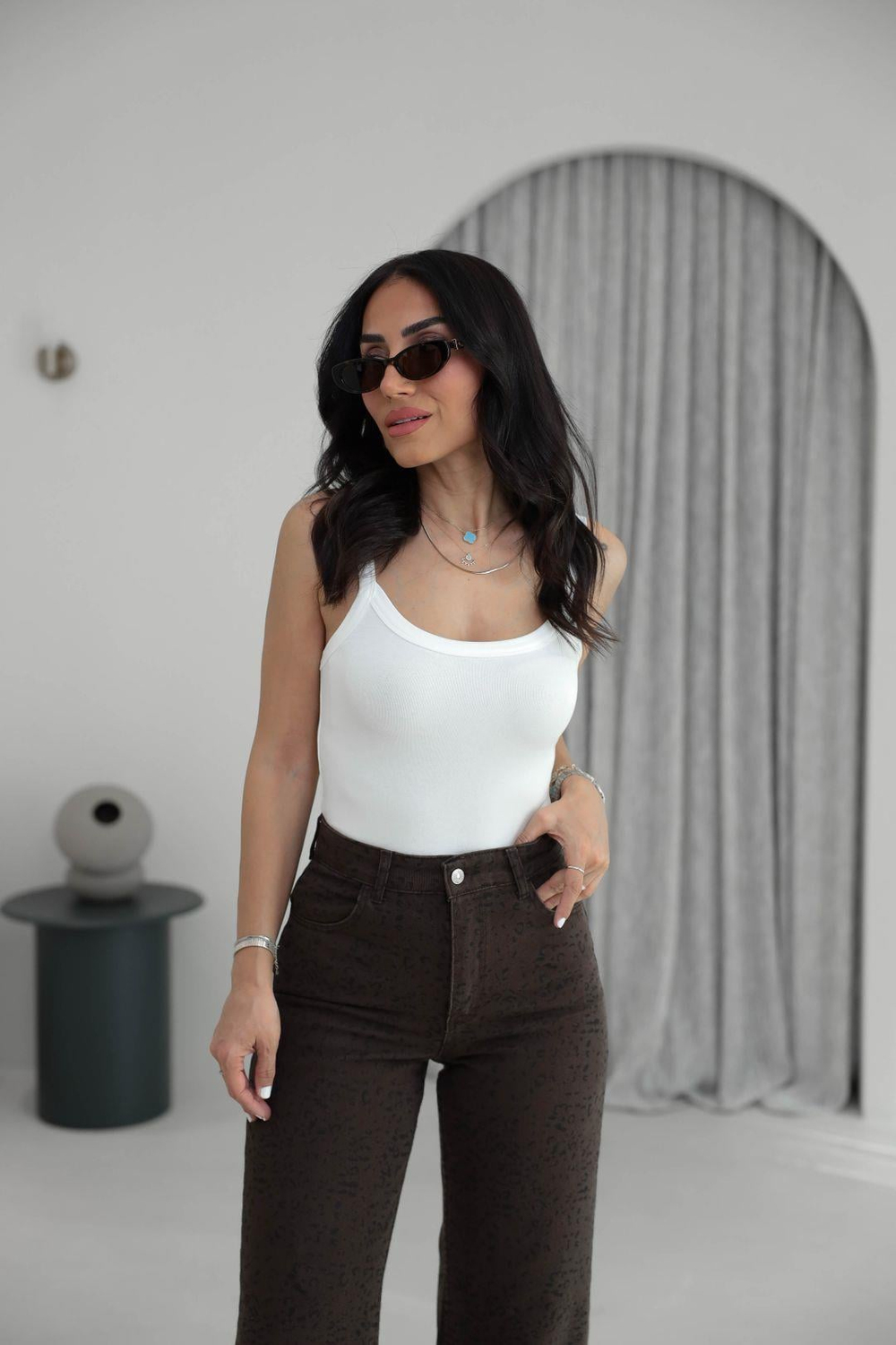 1277 Kalın Askılı Modal Bodysuit EKRU
