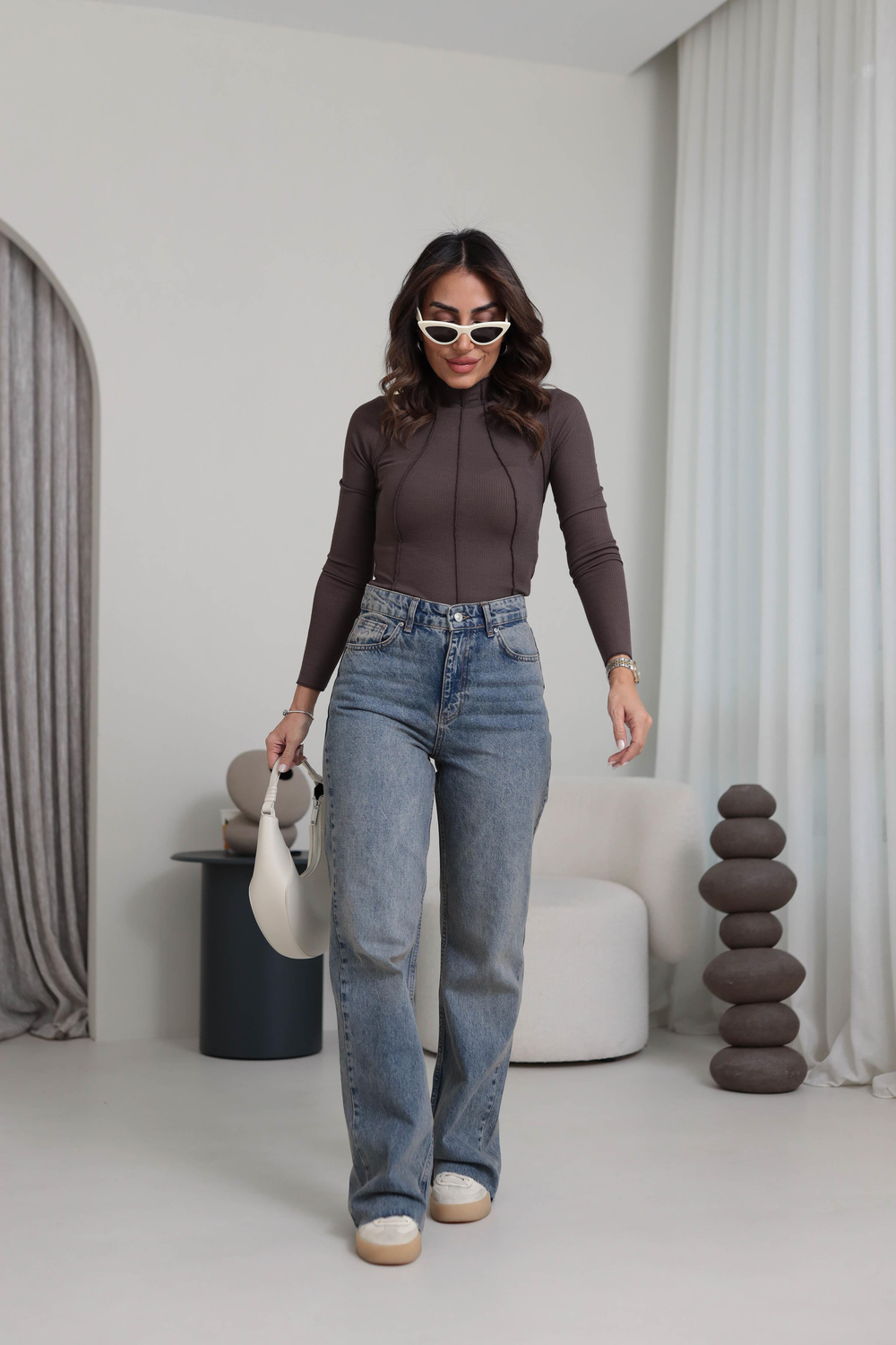 1077 Paça Kesikli Palazzo Jean TİNTLİ MAVİ