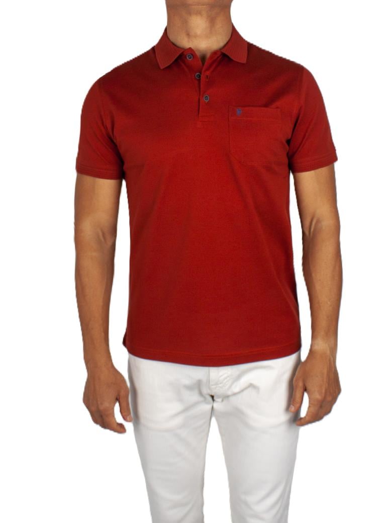 Regular Fit Cepli Merserize %100 Pamuk Kiremit Polo Yaka Tişört