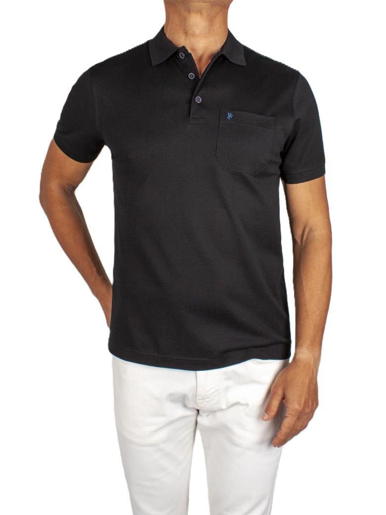Regular Fit Cepli Merserize %100 Pamuk Siyah Polo Yaka Tişört