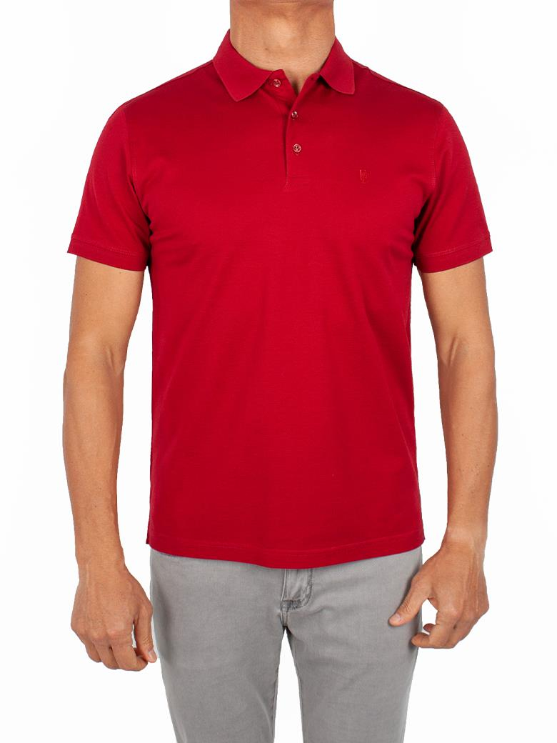Regular Fit Merserize %100 Pamuk Bordo Polo Yaka Tişört