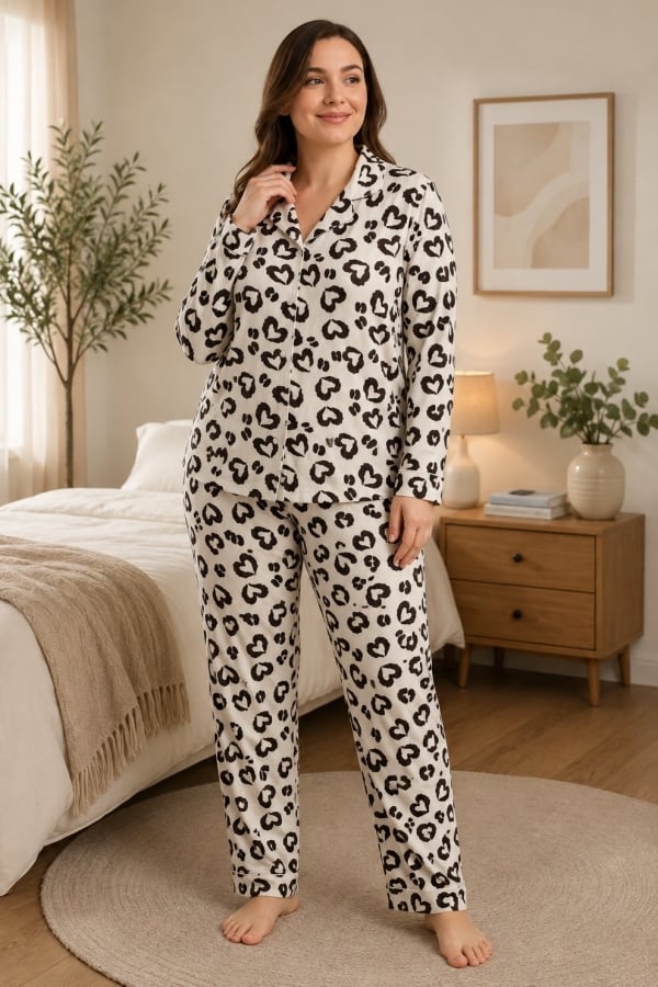 HMMBattal Beden Önden Düğmeli Süet Pijama Takımı 6004-1