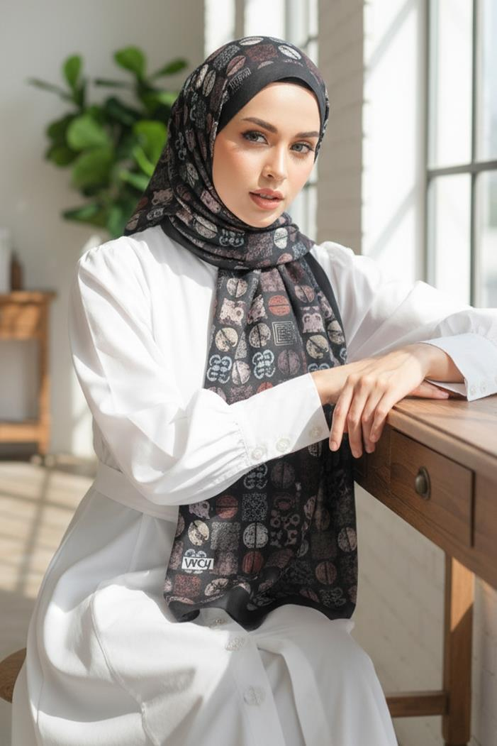 Beren Desenli Soft Şal 1158 - Siyah