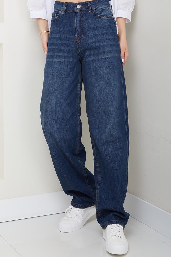 Bol Paça Kot Pantolon 1515 - Koyu Mavi