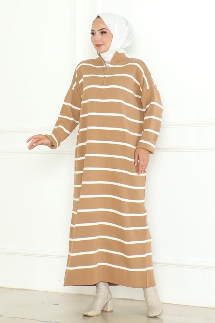 Ersila Triko Elbise 1132 - Vizon